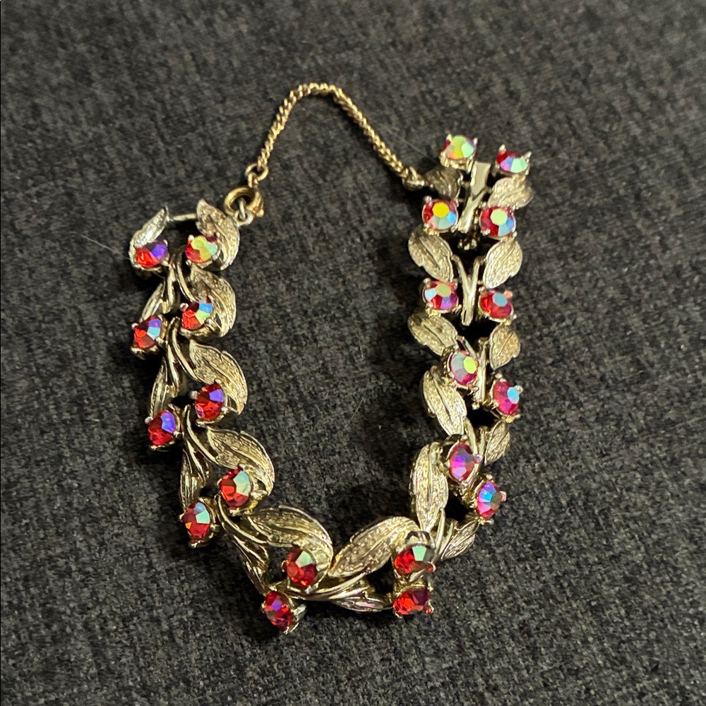 Elegant Gold and Red Leaf bracelet Coro